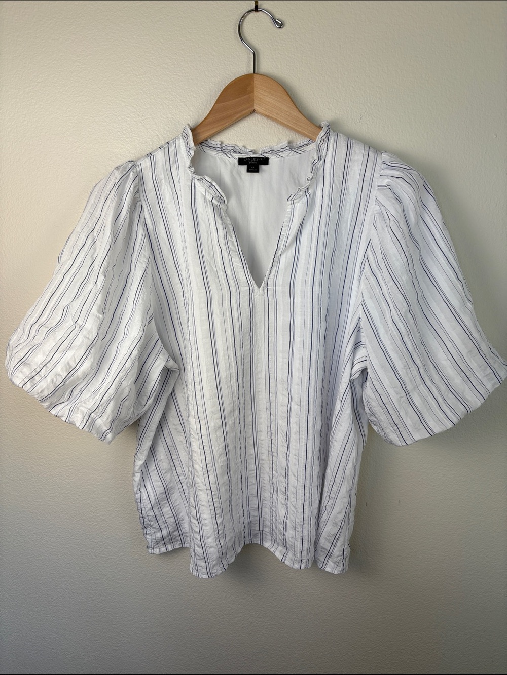 Ann Taylor Factory Bubble Sleeve Striped Blouse - Size LP